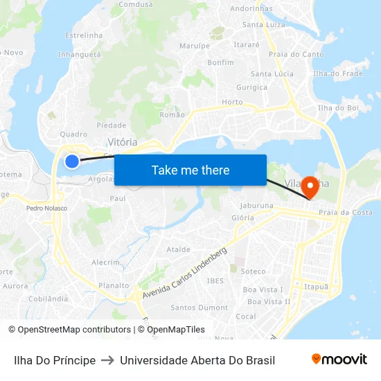Ilha Do Príncipe to Universidade Aberta Do Brasil map