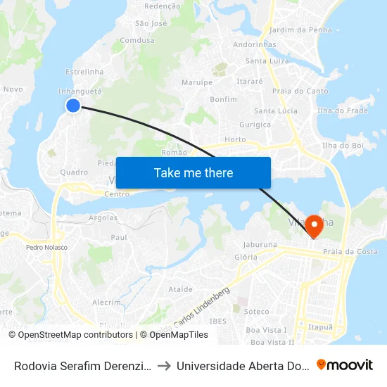 Rodovia Serafim Derenzi, 1119 to Universidade Aberta Do Brasil map