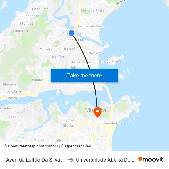 Avenida Leitão Da Silva, 3238 to Universidade Aberta Do Brasil map