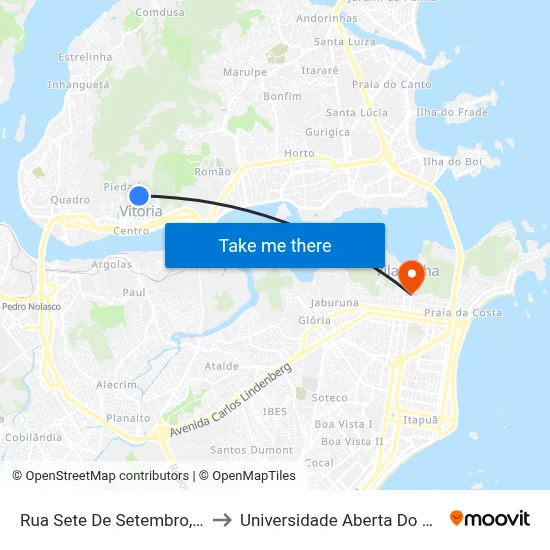 Rua Sete De Setembro, 469 to Universidade Aberta Do Brasil map