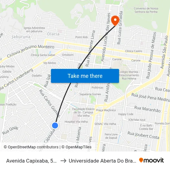 Avenida Capixaba, 505 to Universidade Aberta Do Brasil map