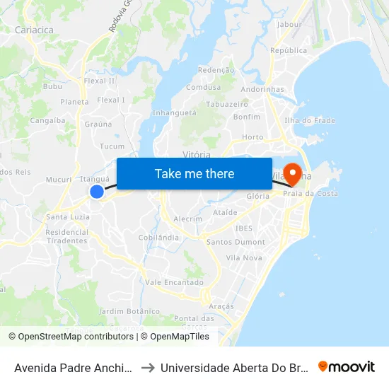 Avenida Padre Anchieta to Universidade Aberta Do Brasil map