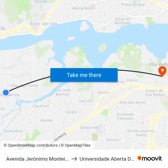 Avenida Jerônimo Monteiro, 4552 to Universidade Aberta Do Brasil map