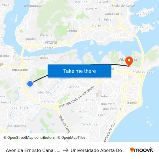Avenida Ernesto Canal, 1038 to Universidade Aberta Do Brasil map