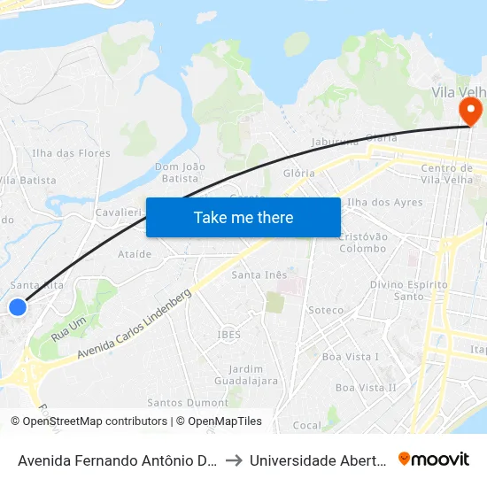 Avenida Fernando Antônio Da Silveira, 255 to Universidade Aberta Do Brasil map