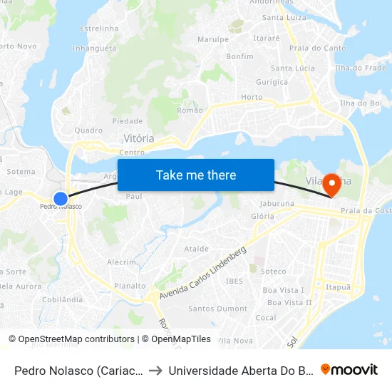 Pedro Nolasco (Cariacica) to Universidade Aberta Do Brasil map