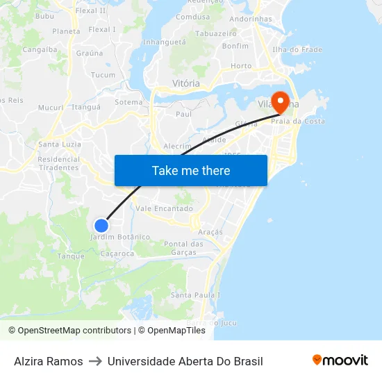 Alzira Ramos to Universidade Aberta Do Brasil map