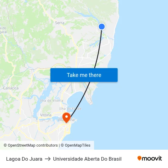 Lagoa Do Juara to Universidade Aberta Do Brasil map