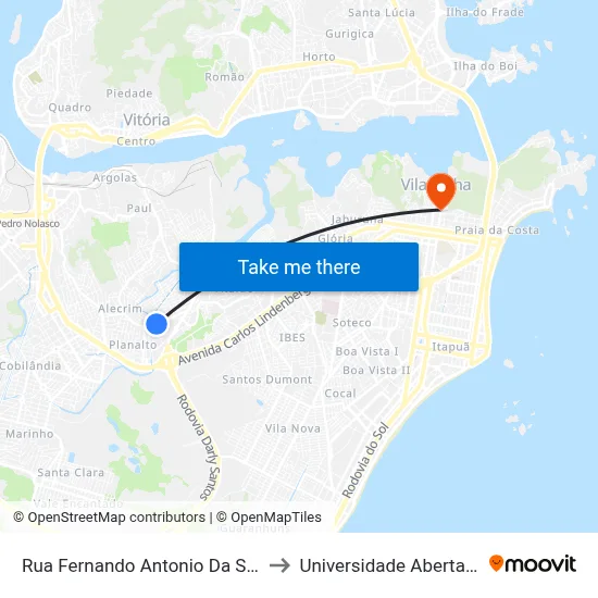 Rua Fernando Antonio Da Silveira, 1914 to Universidade Aberta Do Brasil map