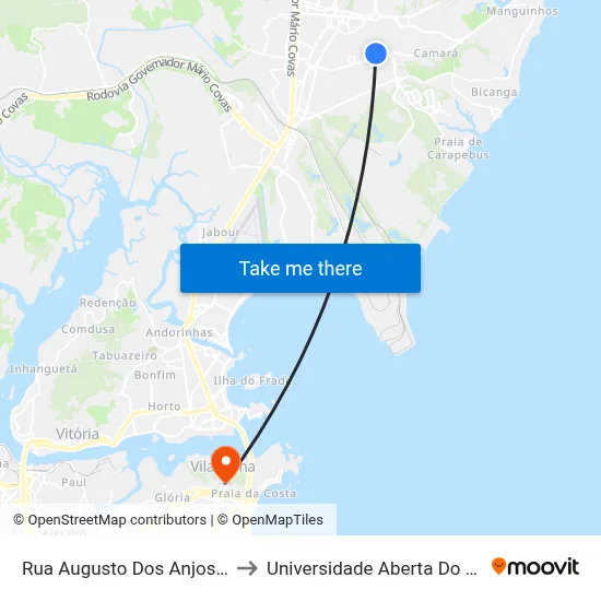 Rua Augusto Dos Anjos, 205 to Universidade Aberta Do Brasil map