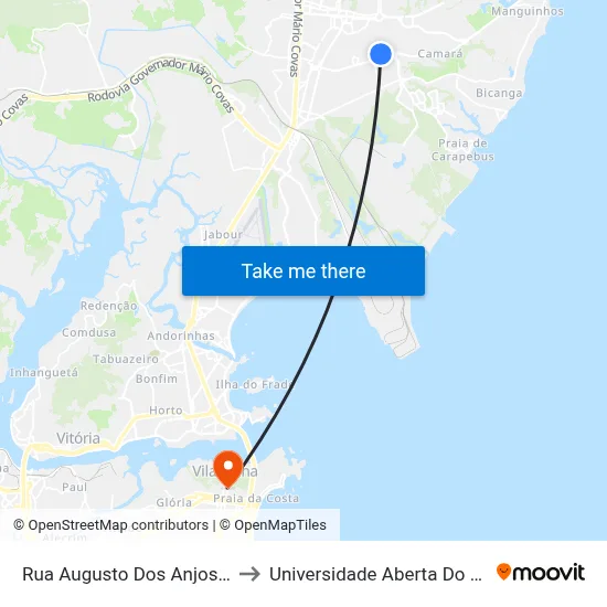 Rua Augusto Dos Anjos, 205 to Universidade Aberta Do Brasil map