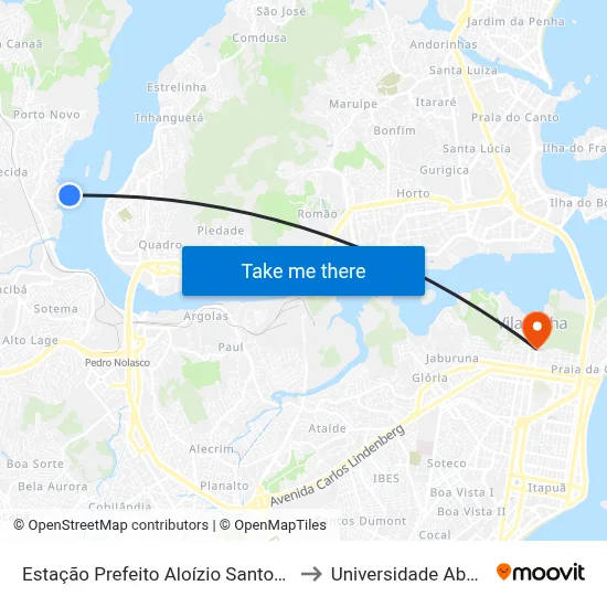 Estação Prefeito Aloízio Santos (Porto De Santana) to Universidade Aberta Do Brasil map