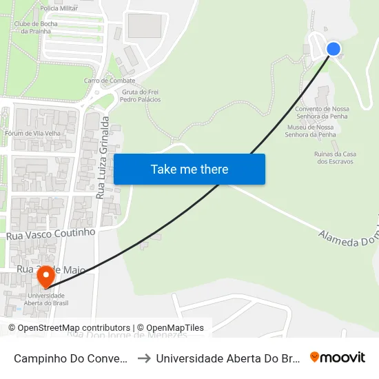 Campinho Do Convento to Universidade Aberta Do Brasil map