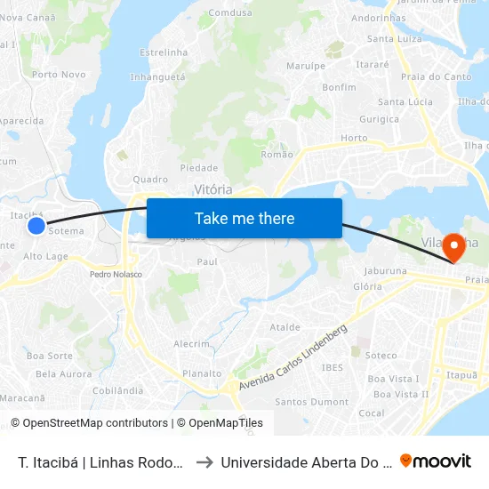 T. Itacibá | Linhas Rodoviárias to Universidade Aberta Do Brasil map