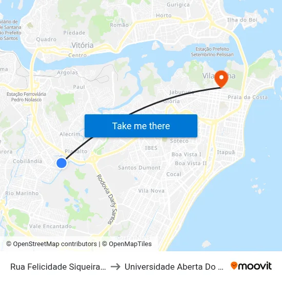 Rua Felicidade Siqueira, 249 to Universidade Aberta Do Brasil map