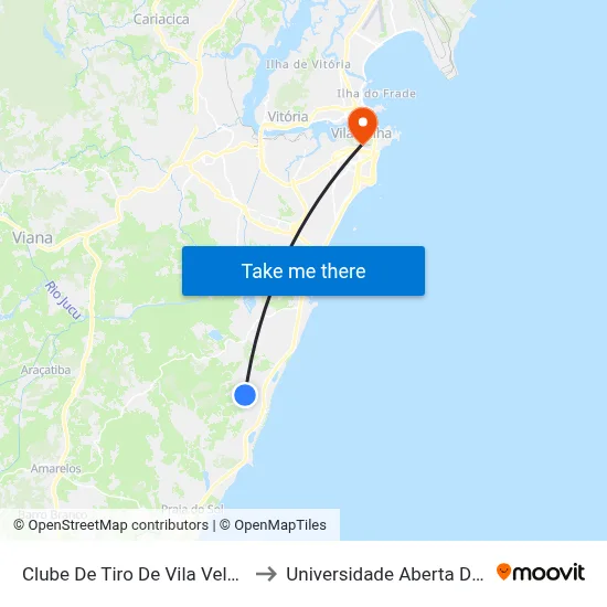 Clube De Tiro De Vila Velha - Ctvv to Universidade Aberta Do Brasil map