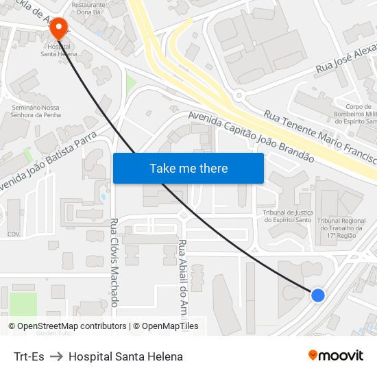 Trt-Es to Hospital Santa Helena map