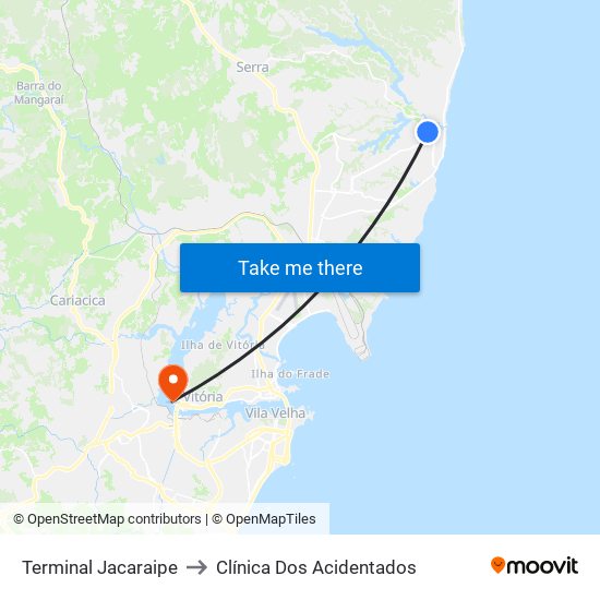Terminal Jacaraipe to Clínica Dos Acidentados map
