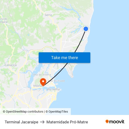 Terminal Jacaraipe to Maternidade Pró-Matre map