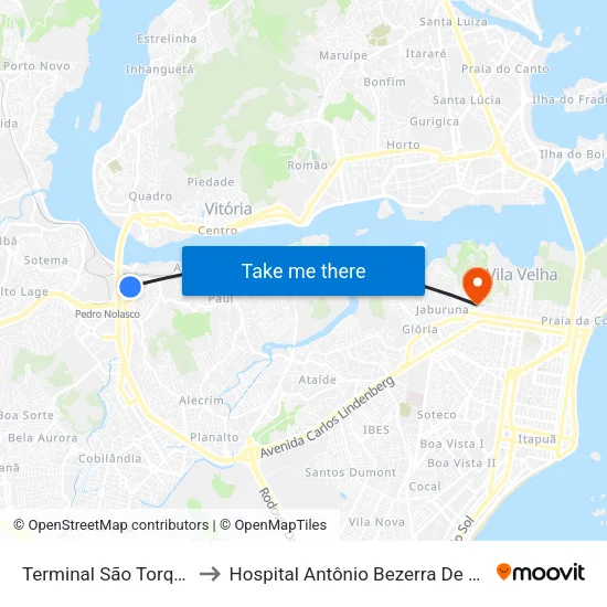 Terminal São Torquato to Hospital Antônio Bezerra De Farias map