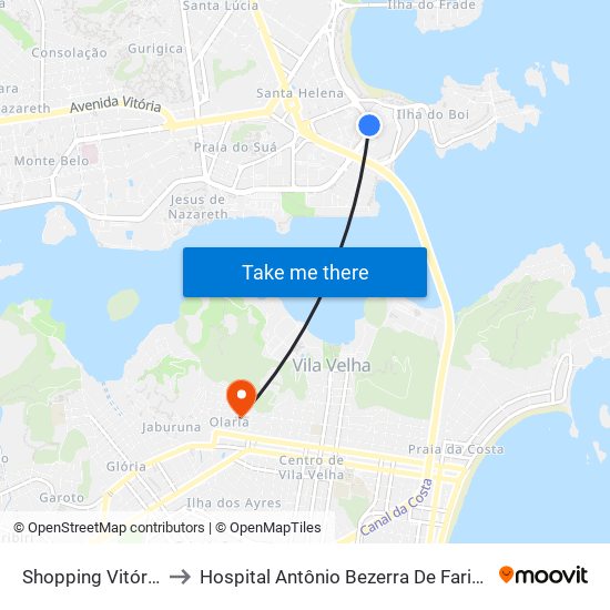 Shopping Vitória to Hospital Antônio Bezerra De Farias map