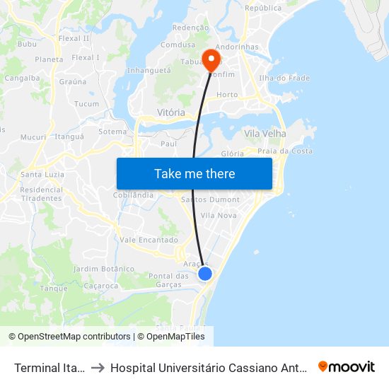 Terminal Itaparica to Hospital Universitário Cassiano Antônio De Moraes map