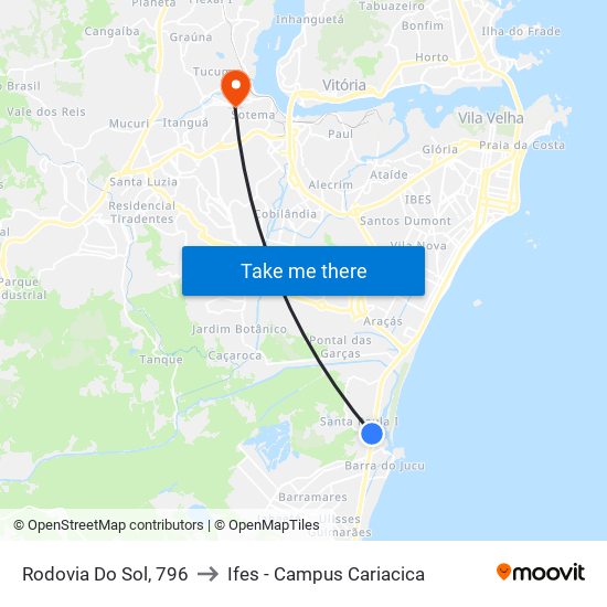 Rodovia Do Sol, 796 to Ifes - Campus Cariacica map