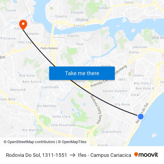 Rodovia Do Sol, 1311-1551 to Ifes - Campus Cariacica map