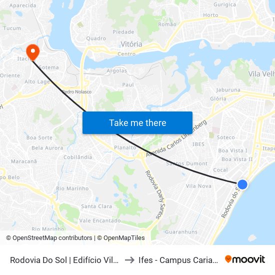 Rodovia Do Sol | Edifício Vila Sul to Ifes - Campus Cariacica map