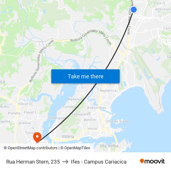 Rua Herman Stern, 235 to Ifes - Campus Cariacica map