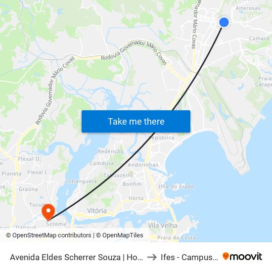 Avenida Eldes Scherrer Souza | Hospital Metropolitano to Ifes - Campus Cariacica map