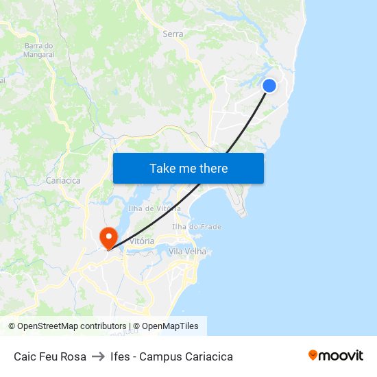 Caic Feu Rosa to Ifes - Campus Cariacica map