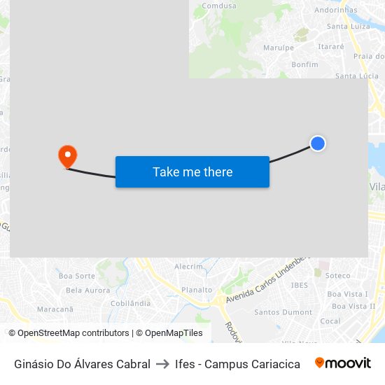 Ginásio Do Álvares Cabral to Ifes - Campus Cariacica map