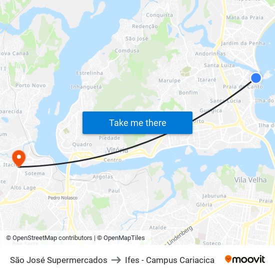 São José Supermercados to Ifes - Campus Cariacica map