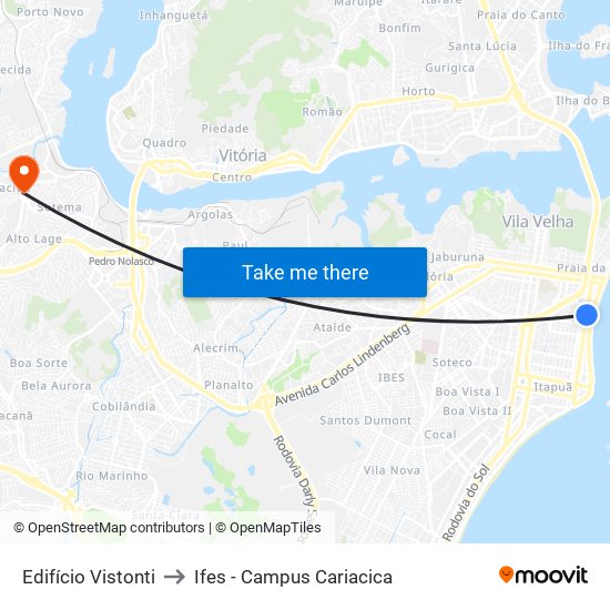 Edifício Vistonti to Ifes - Campus Cariacica map