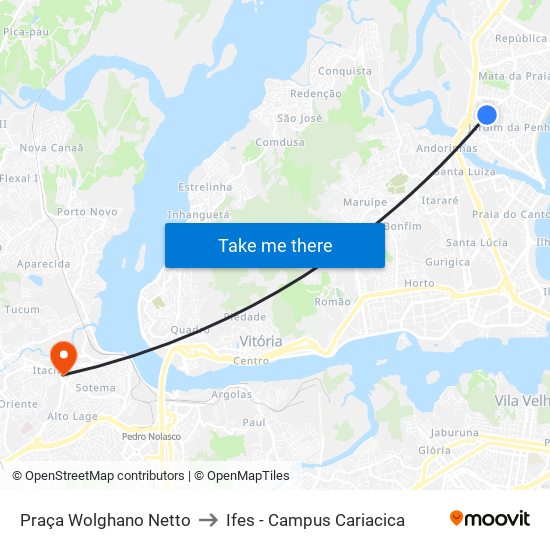 Praça Wolghano Netto to Ifes - Campus Cariacica map