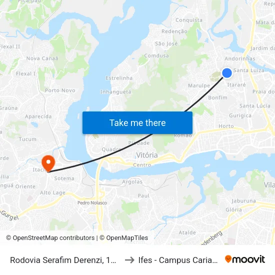 Rodovia Serafim Derenzi, 11203 to Ifes - Campus Cariacica map