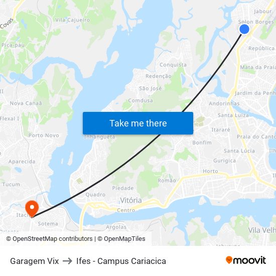 Garagem Vix to Ifes - Campus Cariacica map