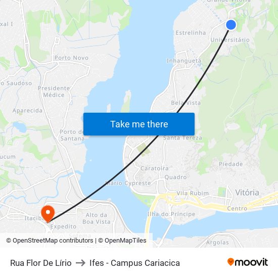 Rua Flor De Lírio to Ifes - Campus Cariacica map