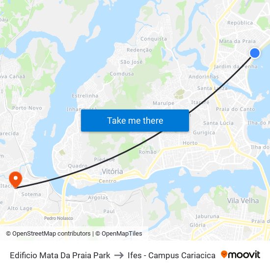 Edificio Mata Da Praia Park to Ifes - Campus Cariacica map