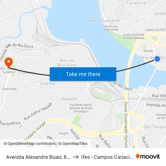 Avenida Alexandre Buaiz, 816 to Ifes - Campus Cariacica map