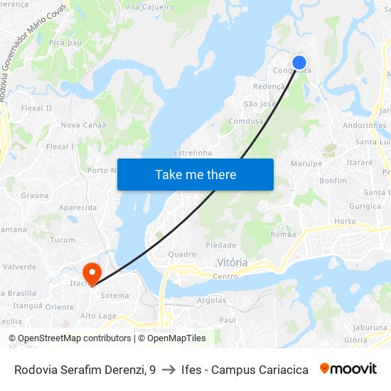 Rodovia Serafim Derenzi, 9 to Ifes - Campus Cariacica map