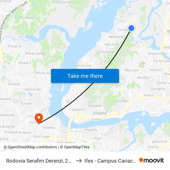 Rodovia Serafim Derenzi, 2534 to Ifes - Campus Cariacica map
