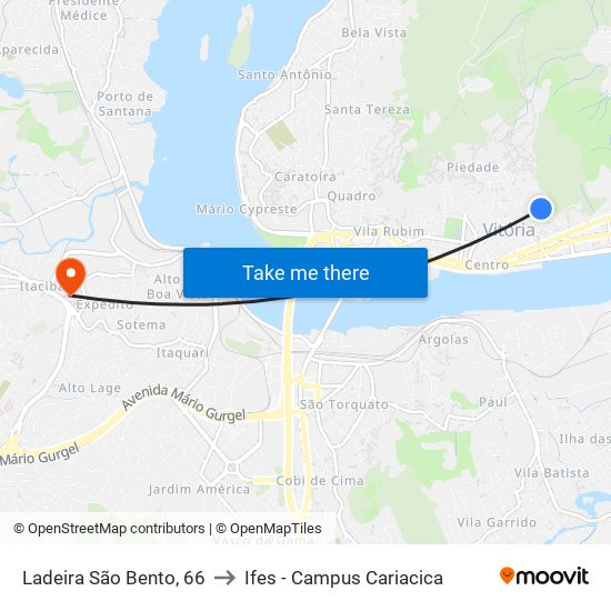 Ladeira São Bento, 66 to Ifes - Campus Cariacica map