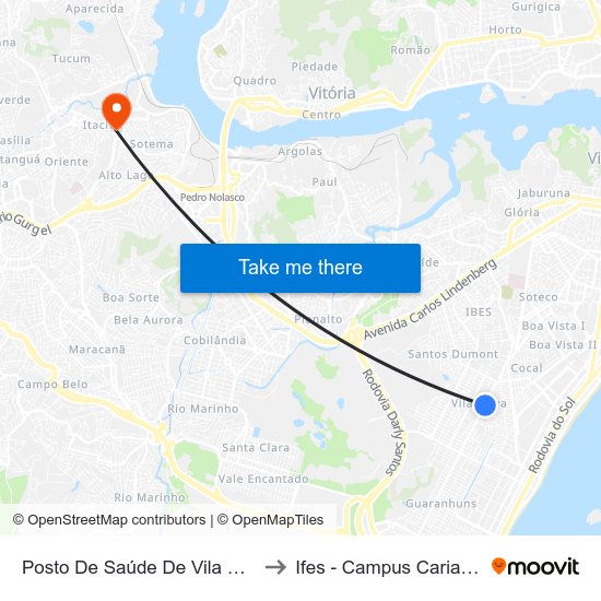 Posto De Saúde De Vila Nova to Ifes - Campus Cariacica map