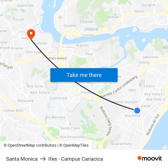 Santa Monica to Ifes - Campus Cariacica map