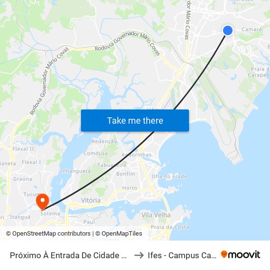 Próximo À Entrada De Cidade Continental to Ifes - Campus Cariacica map