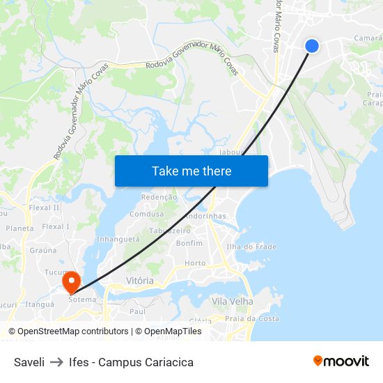 Saveli to Ifes - Campus Cariacica map