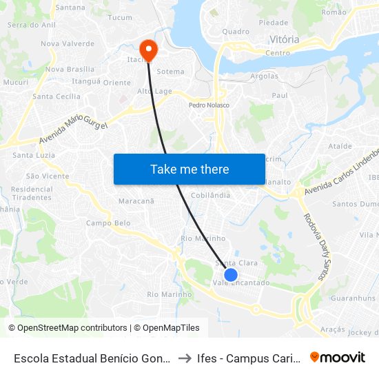 Escola Estadual Benício Gonçalves to Ifes - Campus Cariacica map