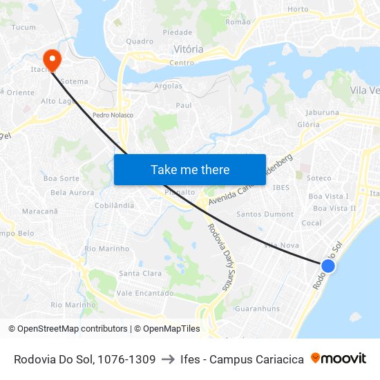 Rodovia Do Sol, 1076-1309 to Ifes - Campus Cariacica map